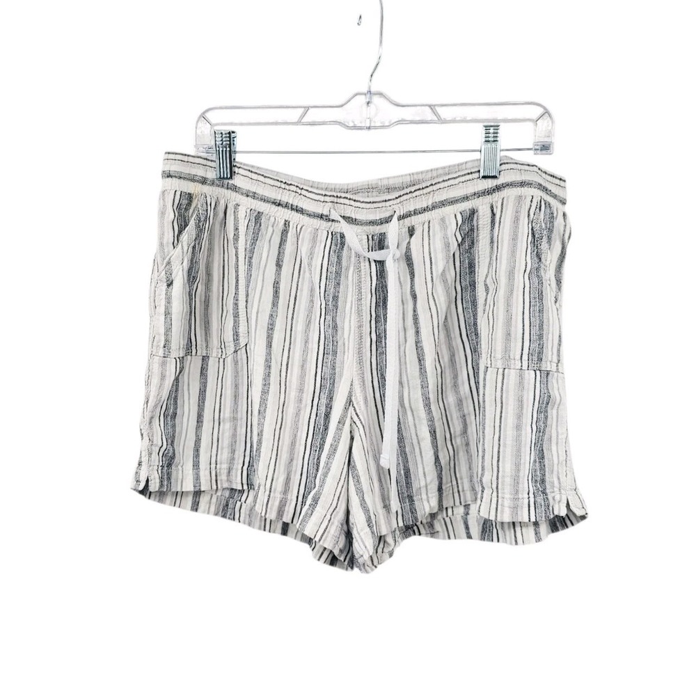 Cato Shorts Linen Blend Women's XL Blend Blue White Drawstring Stretch
